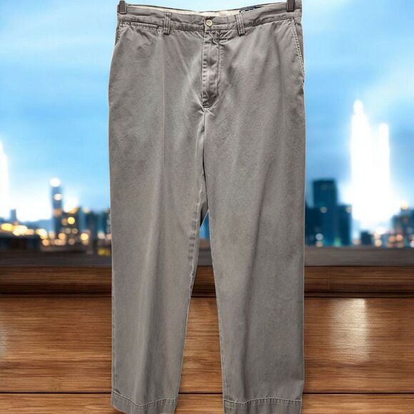 Polo Ralph Lauren Prospect Pants Mens 34x29 Gray Flat Front Classic Chino Casual - Picture 1 of 13